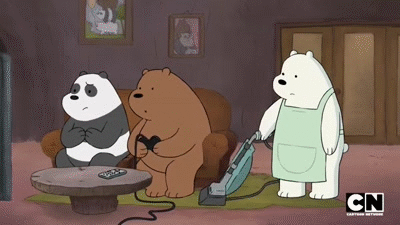 We Bare Bears Playing Vacuumed Fur GIF