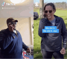 We Did It Joe Split Screen Phone Call GIF