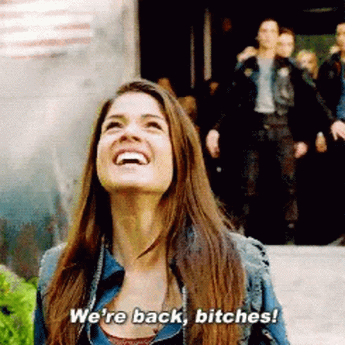 We're Back Marie Avgeropolous GIF