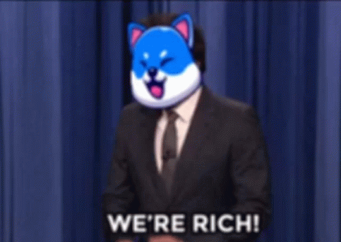 We're Rich Blue Dog Cartoon Man GIF