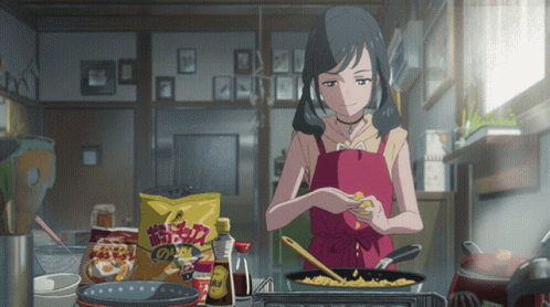 Weathering With You Hina Cooking Scene GIF
