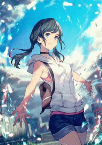 Weathering With You Hina With Petals Surrounding GIF