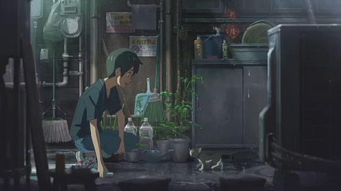 Weathering With You Hodaka Feeding Cat GIF
