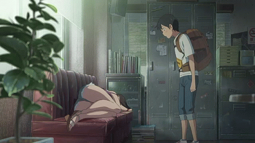 Weathering With You Hodaka Looking At Sleeping Girl GIF