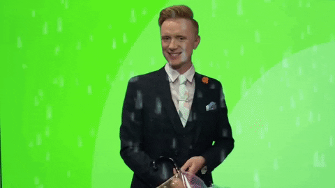 Weatherman Owain Wyn Evans Opening Umbrella GIF