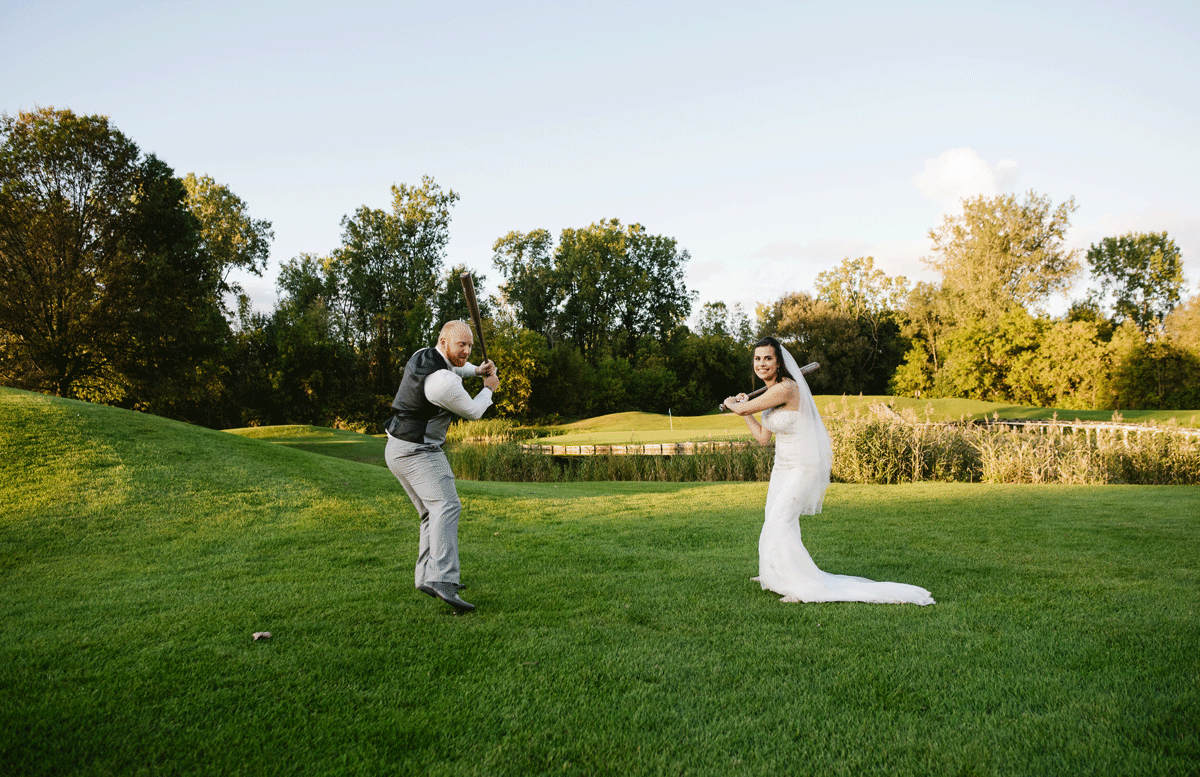 Wedding Couple Bat Throw GIF