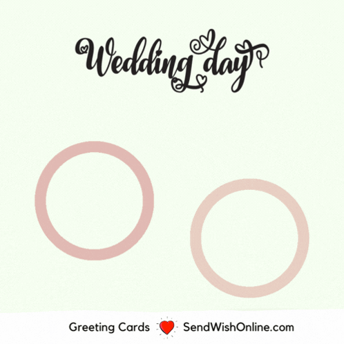 Wedding Day Card With Two Rings And Two Hearts GIF