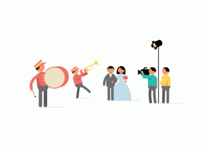 Wedding Photoshoot Band Animated Celebration GIF 