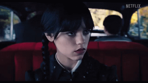Wednesday Addams Inside The Car GIF