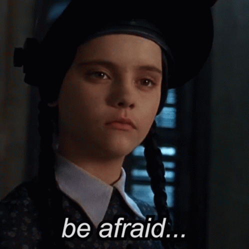 Wednesday Addams Be Very Afraid Meme GIF