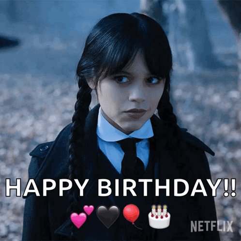 Wednesday Addams Happy Birthday Meme GIF