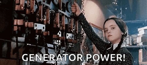 Wednesday Addams Turning Off Power Generator GIF