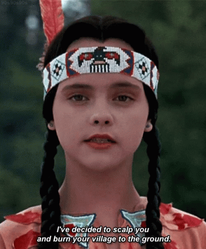 Wednesday Face On Addams Family Thanksgiving GIF