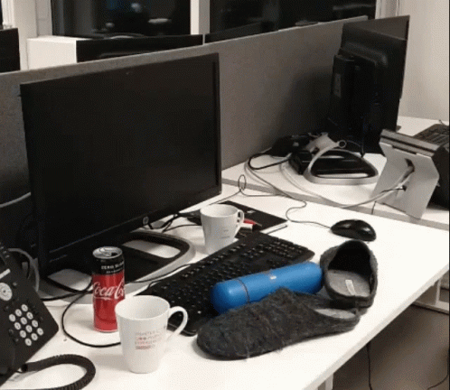 Wednesday Work Meme Desk Cleanup GIF