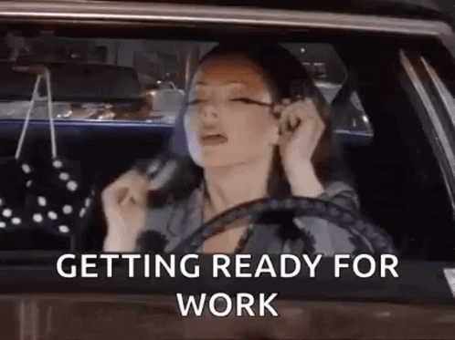Wednesday Work Meme Lady Doing Makeup In Car GIF
