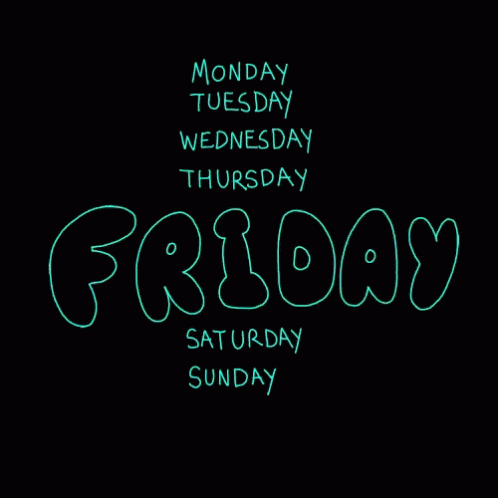 Weekday Names on Black Background