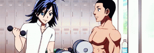 Weight Lifting Abs Anime Exercise GIF
