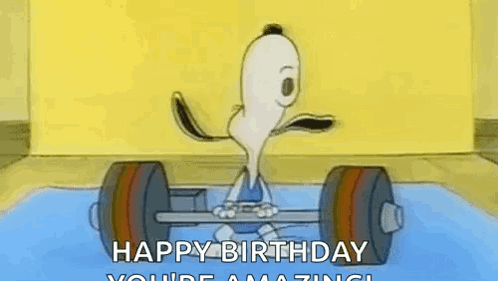 Weight Lifting Happy Birthday Snoopy GIF