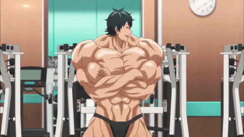 Weight Lifting Machio Naruzo Muscles GIF