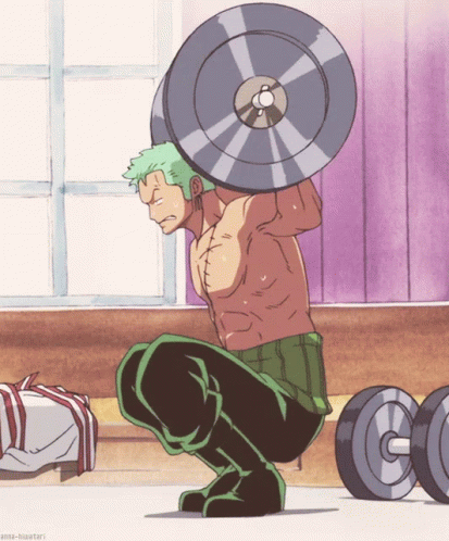 Weight Lifting One Piece Zoro Dumbbell GIF