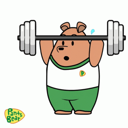 Weightlifting Cartoon Pants Bear GIF.