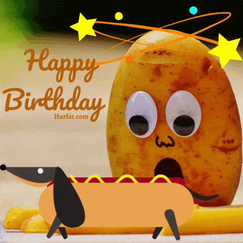 Weird Dizzy Potato Greeting Happy Birthday GIF