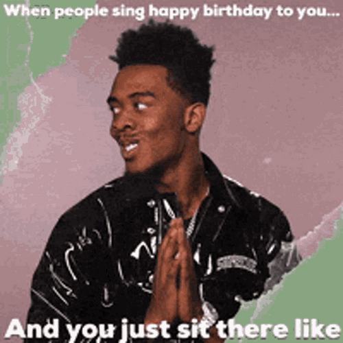 Weird Facial Reaction To People Greeting Happy Birthday GIF