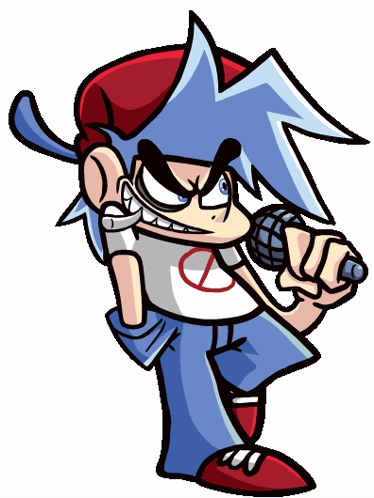 Weird Fnf Boyfriend Grinning While Holding Mic GIF