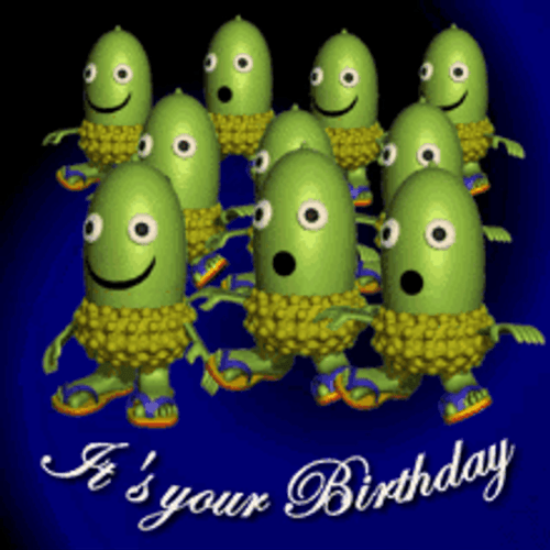 Weird Green Creatures Greeting Happy Birthday GIF