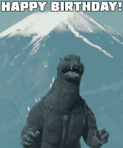 Weird Happy Birthday Angry Godzilla GIF