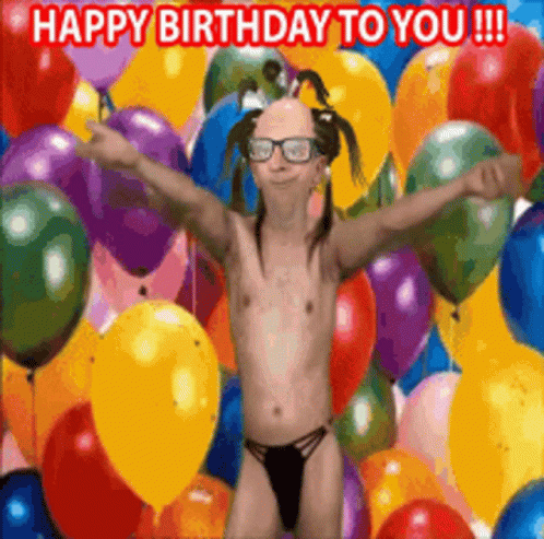 Weird Happy Birthday Colorful Balloons GIF