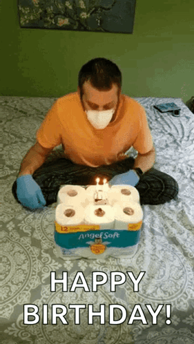 Weird Happy Birthday Man Blow Tissue Cake Candle GIF