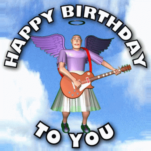 Weird Happy Birthday Singing Angel Animated GIF