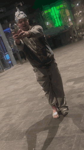 Weird Man Wearing Tin Hat GIF