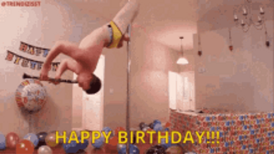 Weird Pole Dancing Way To Celebrate Birthday GIF