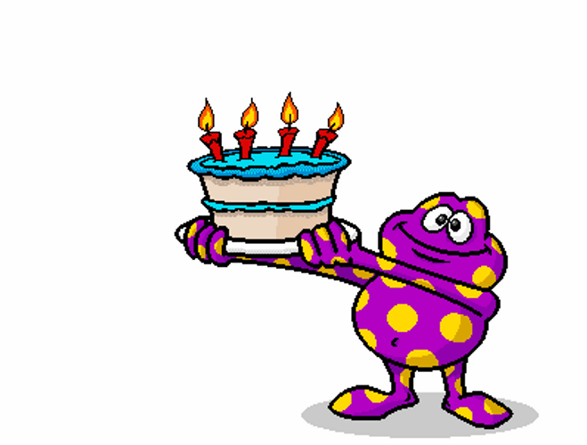 Weird Purple Polka Dot Frog Happy Birthday GIF