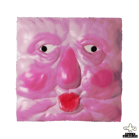 Weird Red Face Jellygummies Cube GIF