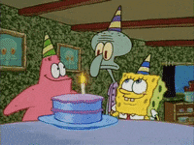 Weird Spongebob And Patrick Greeting Happy Birthday GIF