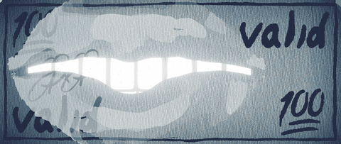 Weird Teeth Background On 100 Valid Bill GIF