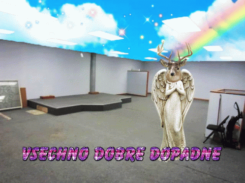 Weirdcore Czech Reindeer Angel Rainbow GIF
