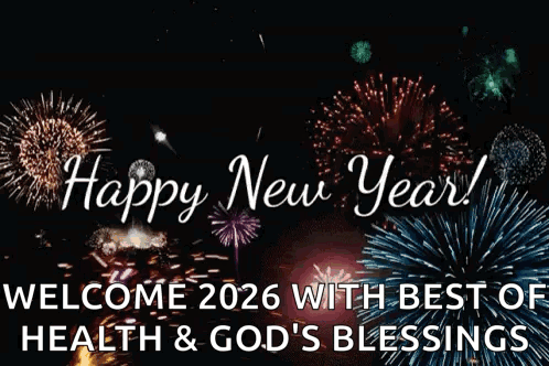 Welcome 2026 With Best Of Health Fireworks Card GIF