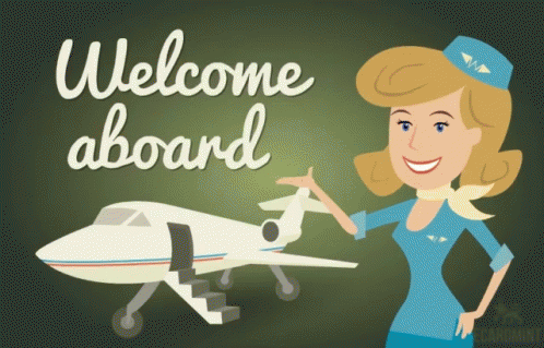 Welcome Aboard Plane Graphic Design GIF