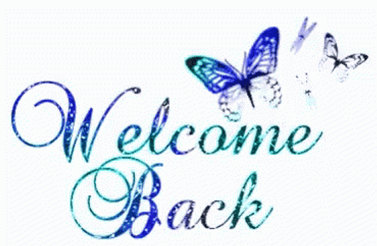 Welcome Back Blue Butterfly GIF