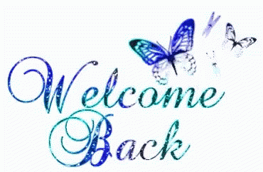 Welcome Back Sign With Blue Butterflies