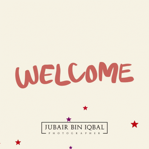 Welcome Text With Purple Stars GIF