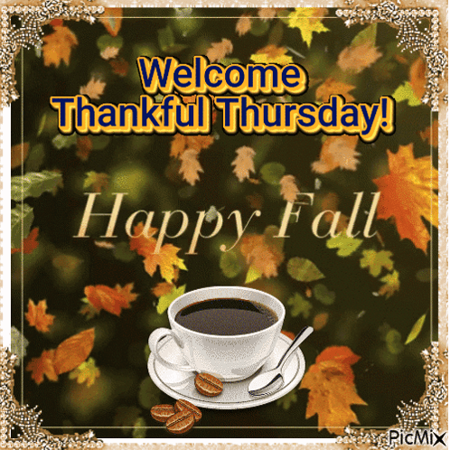 Welcome Thankful Thursday Coffee Cup on Saucer