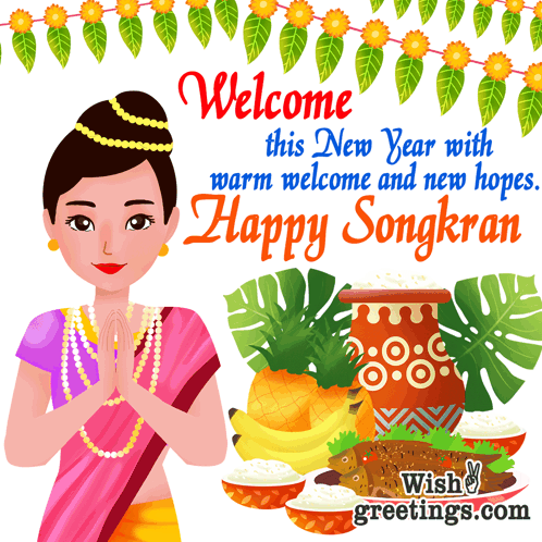 Welcome This New Year Warm Welcome and New Hopes Happy Songkran Greeting Card