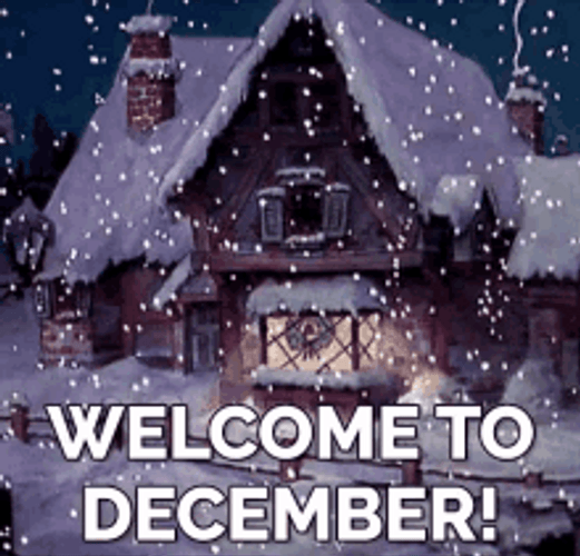 To December Snowy Village GIF
