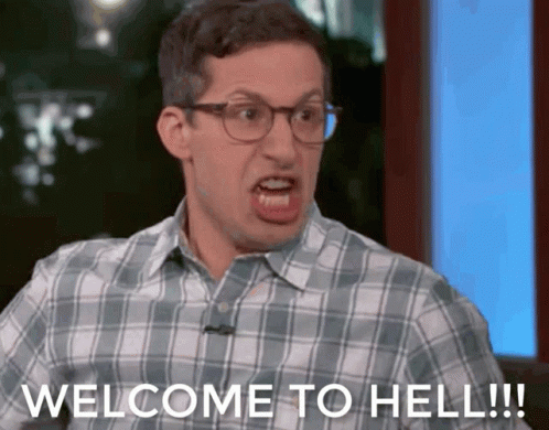 Welcome To Hell Andy Samberg Screaming GIF