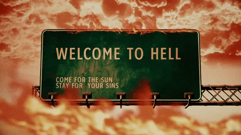 Welcome To Hell Fiery Sign Board GIF